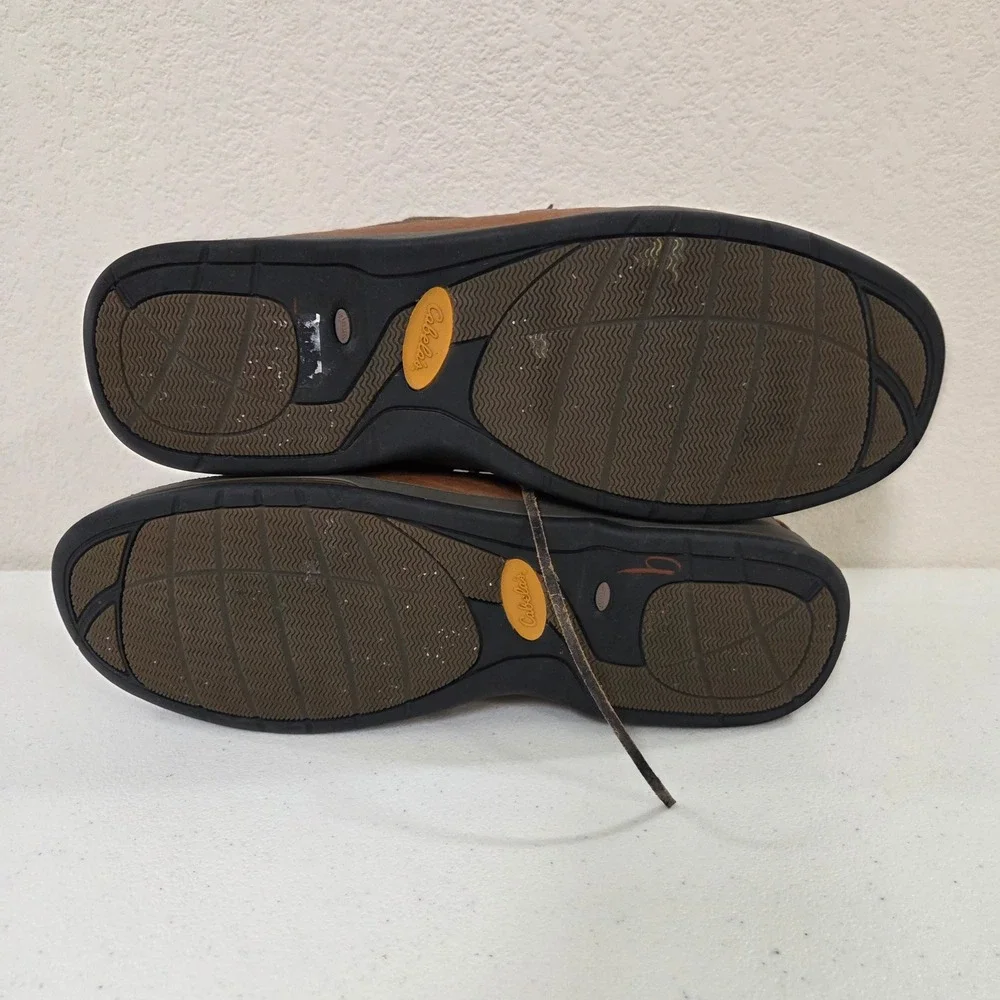 Cabela's Mens Brown Leather Boat Shoes Moc Toe Loafers 12D 82-4788 CS2723